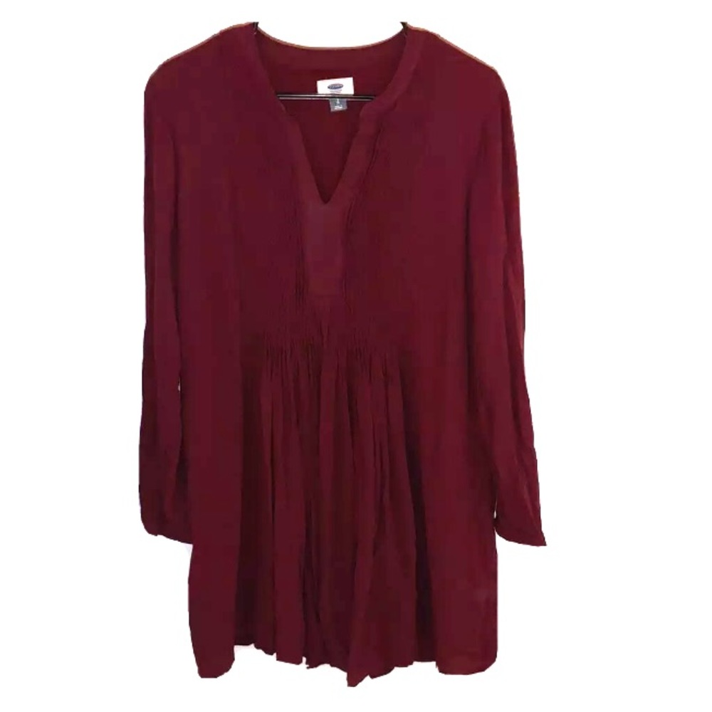 Old navy pleated dress women’s size L burgundy